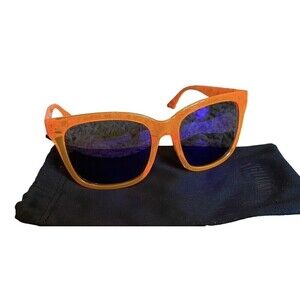 Puma Square Sunglasses Mens PE00475-006 Orange Rims Violet Lenses UV Pro…